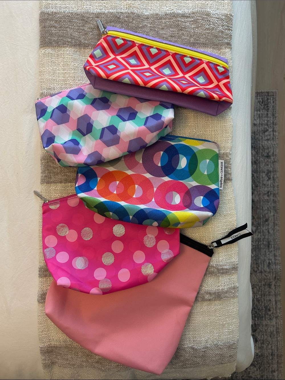 Clinique Pink Multi-Color Cosmetic Pouch Set
